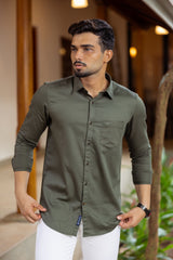 Textured Cotton Linen Slim Fit Shirt