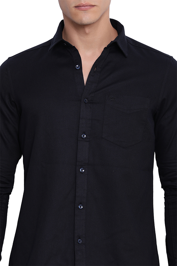 Black Soft Cotton Twill Shirt