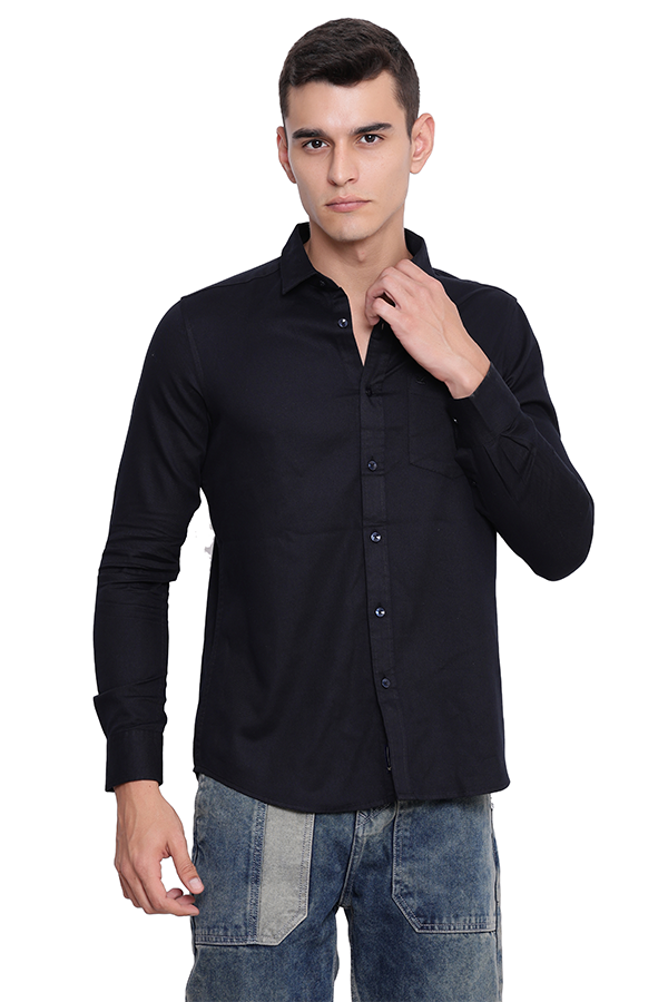 Black Soft Cotton Twill Shirt