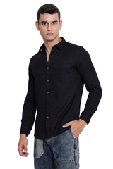 Black Soft Cotton Twill Shirt