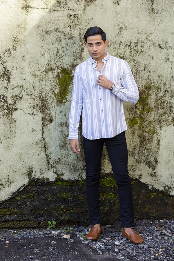 Light Green Vertical Stripe Shirt