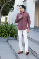 Maroon Cotton Slim Fit Shirt