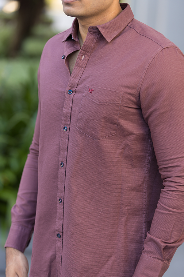 Maroon Cotton Slim Fit Shirt