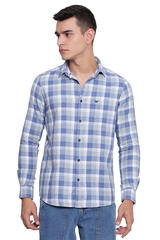 Light Blue Premium Cotton Check Shirt