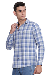 Light Blue Premium Cotton Check Shirt