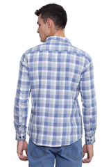 Light Blue Premium Cotton Check Shirt