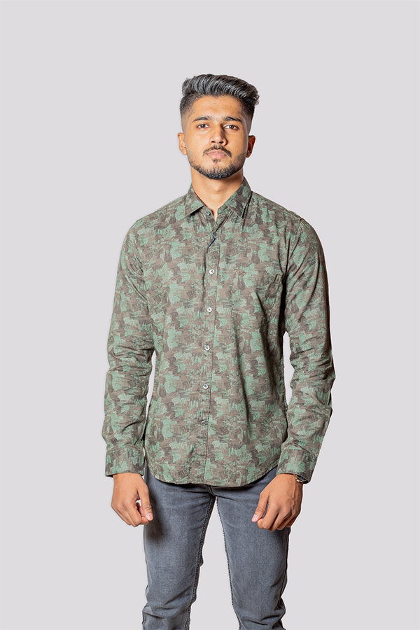 Textured Cotton Printed Shirt