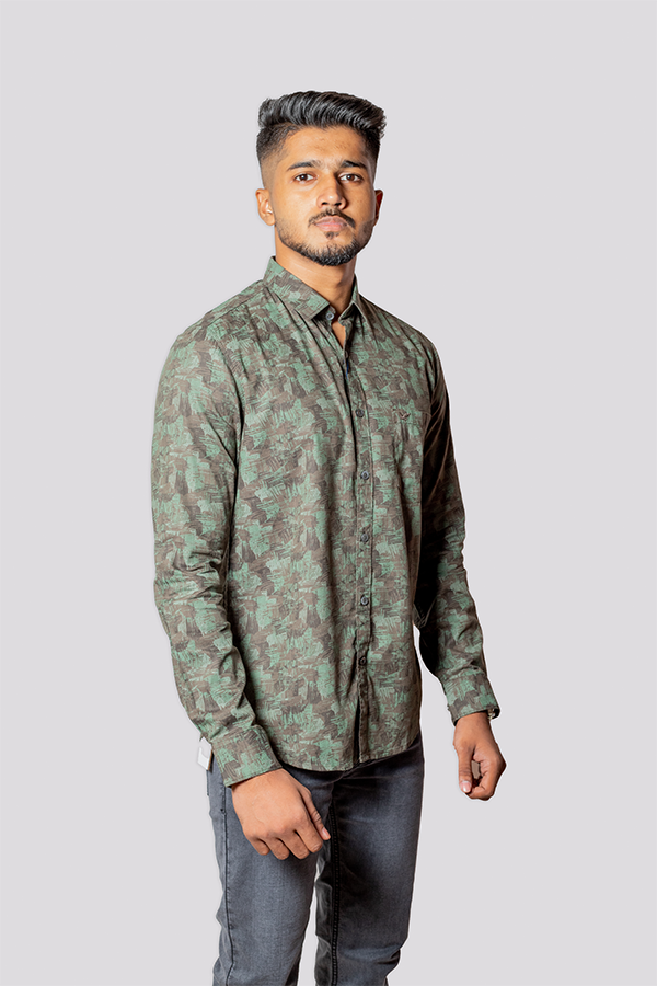 Textured Cotton Printed Shirt