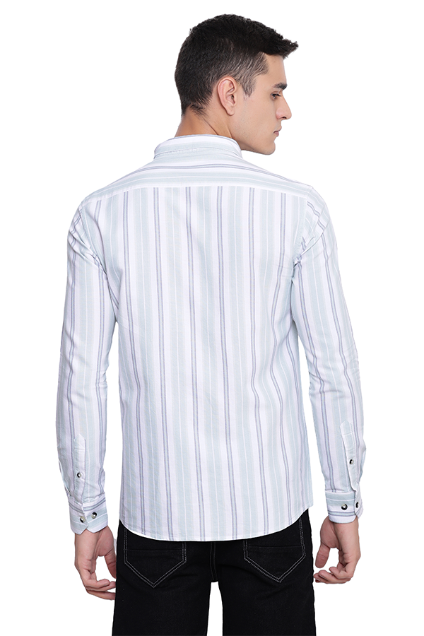 Light Green Premium Oxford Vertical Stripe Shirt