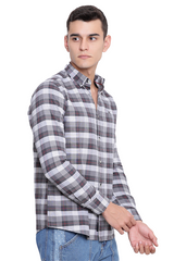 Grey Premium Cotton Check Shirt