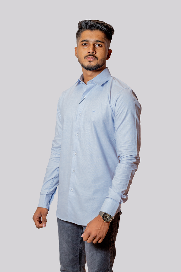 Light Blue Knitted Solid Shirt