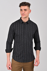 Vertical Stripe Knitted Stretch Shirt