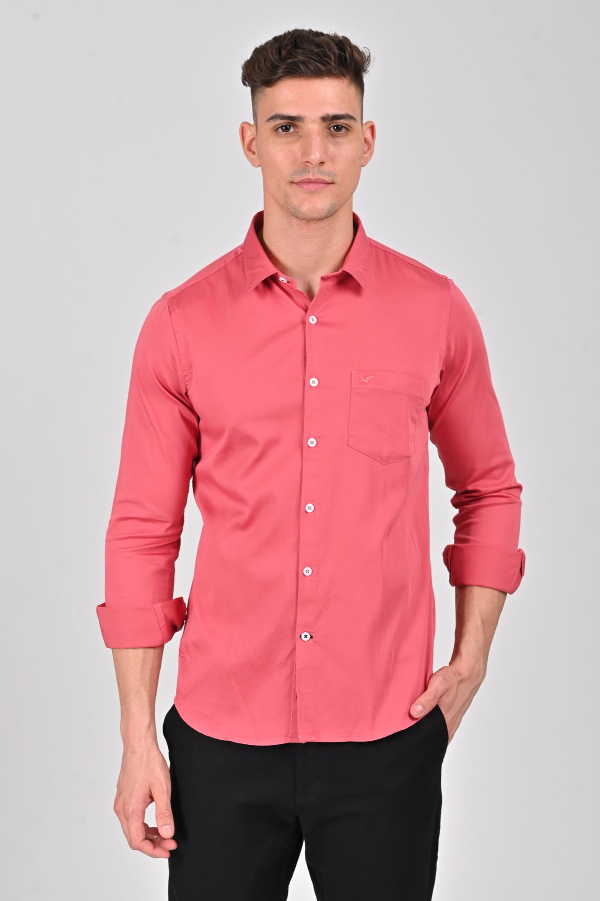 Pink Premium Stretch Satin Shirt