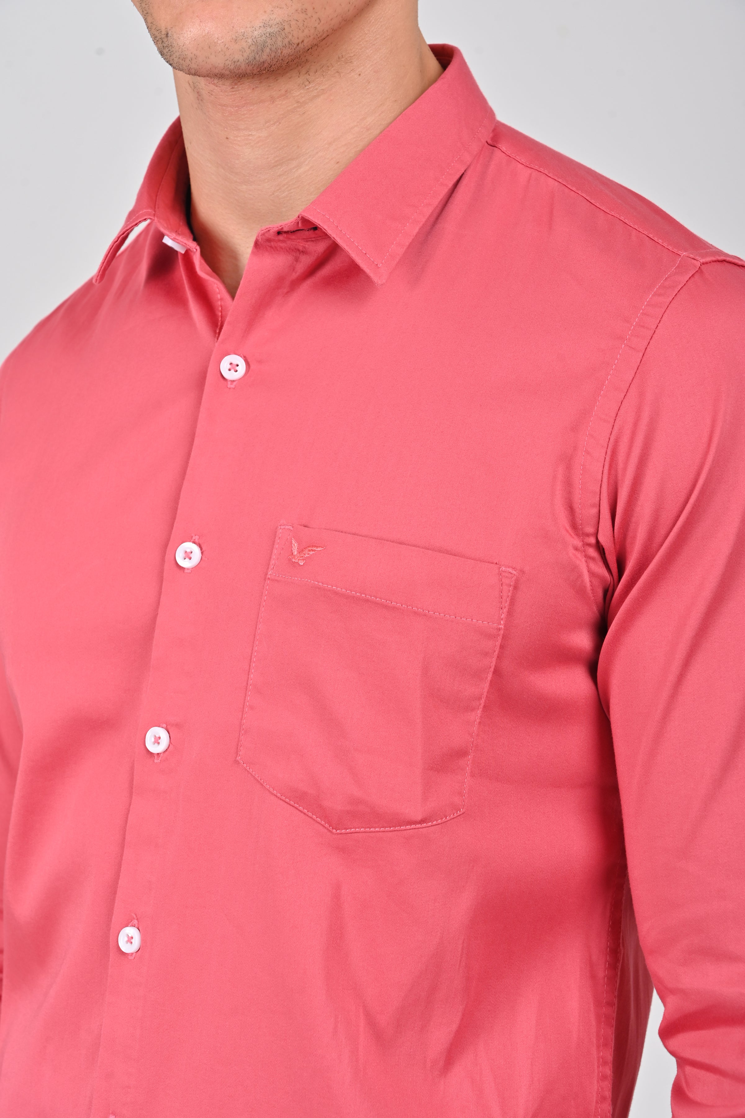 Pink Premium Stretch Satin Shirt