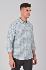 Light Green Premium Cotton Checks Shirt